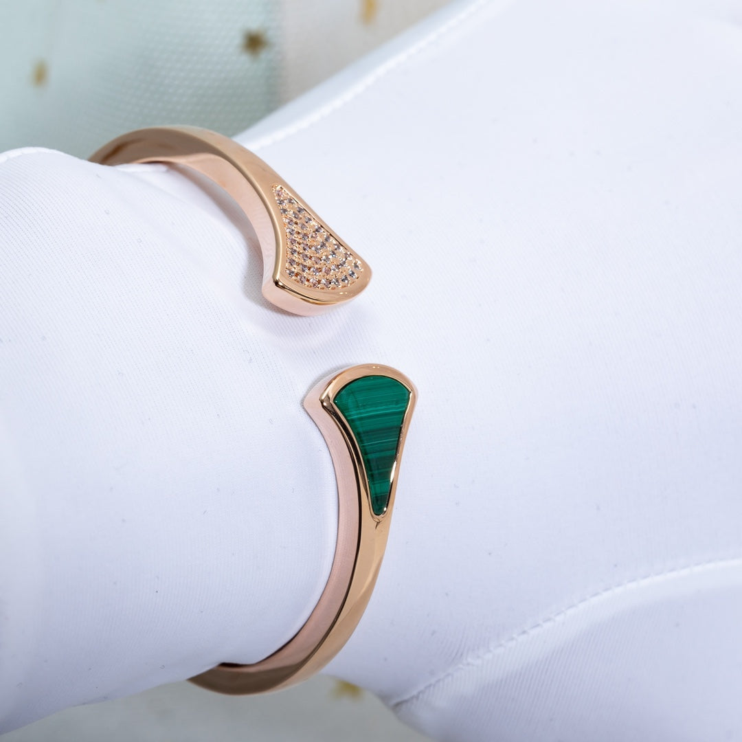 [OrnoraJewelry]DREAM BRACELET OPEN MALACHITE PINK GOLD