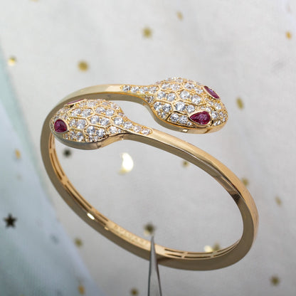 [OrnoraJewelry]SERPENTI BRACELET PINK GOLD DIAMOND DOUBLE SNAKE