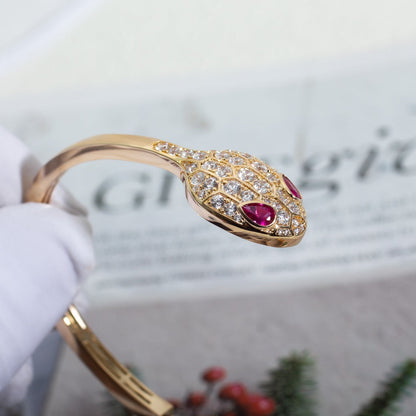 [OrnoraJewelry]SERPENTI BRACELET PINK GOLD DIAMOND DOUBLE SNAKE