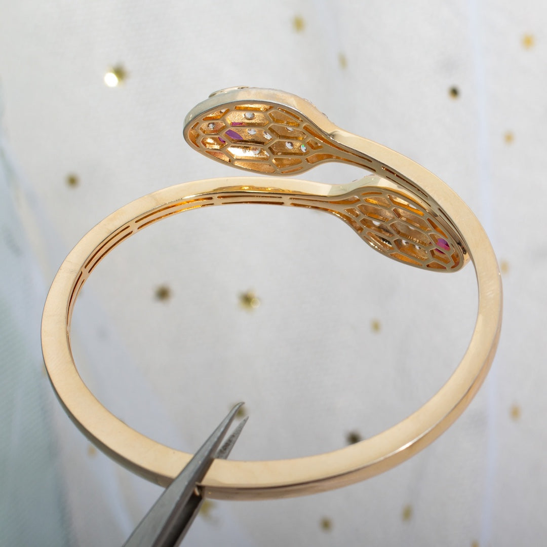 [OrnoraJewelry]SERPENTI BRACELET PINK GOLD DIAMOND DOUBLE SNAKE