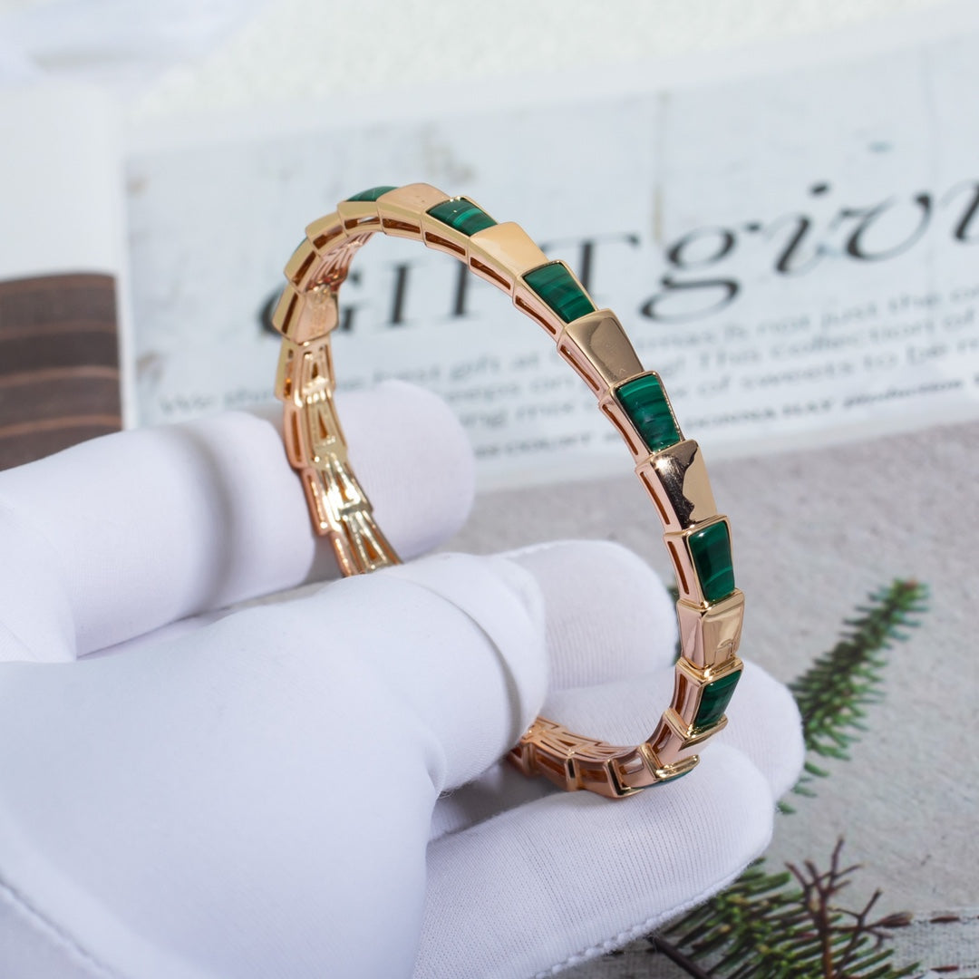 [OrnoraJewelry]SERPENTI BRACELET PINK GOLD MALACHITE