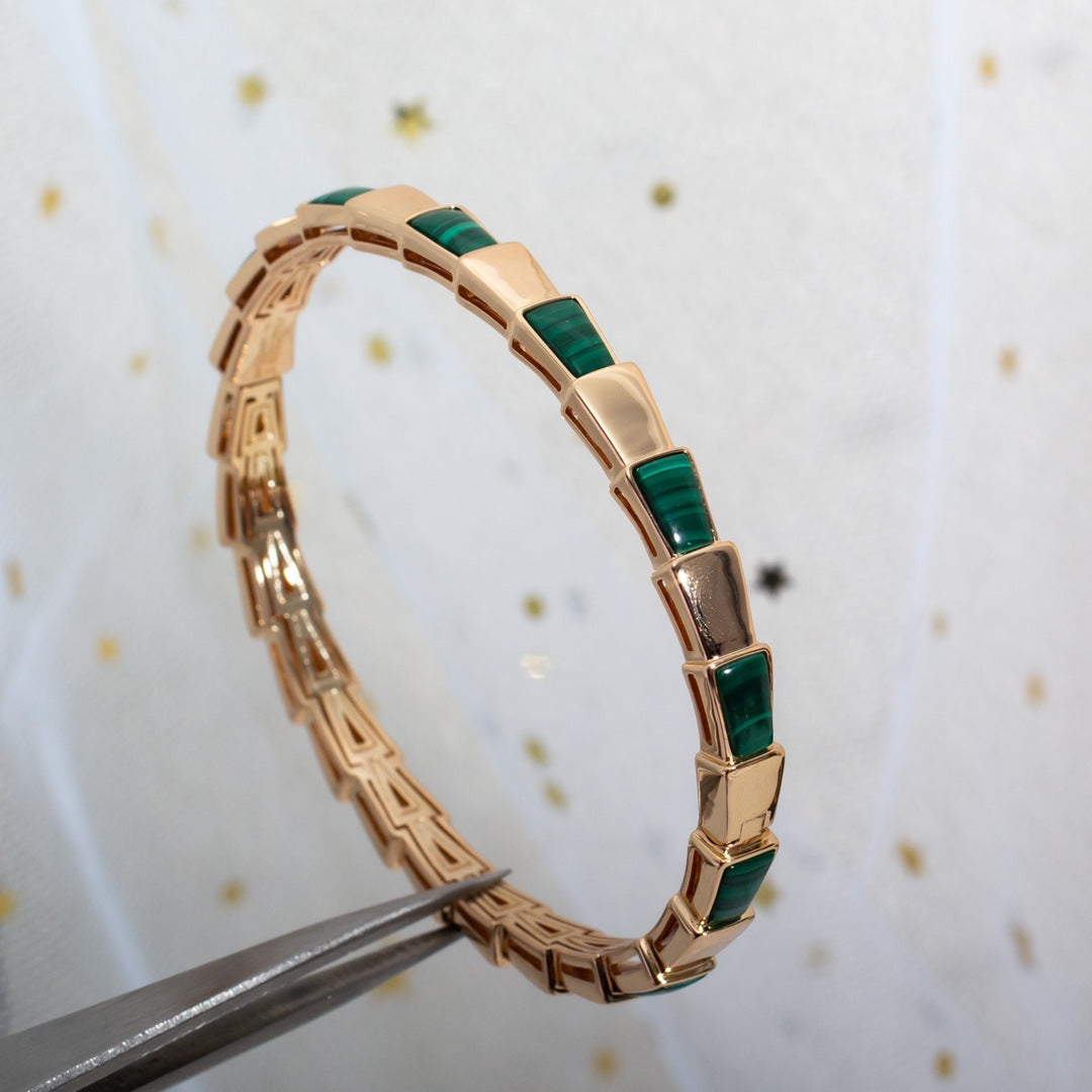 [OrnoraJewelry]SERPENTI BRACELET PINK GOLD MALACHITE