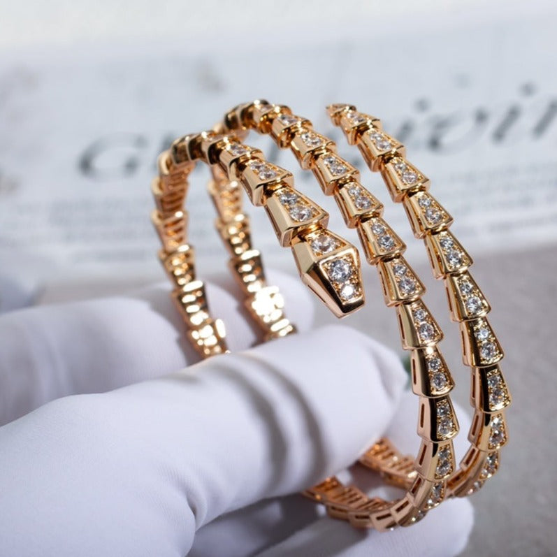 [OrnoraJewelry]SERPENTI BRACELET PINK GOLD DIAMOND DOUBLE ROW