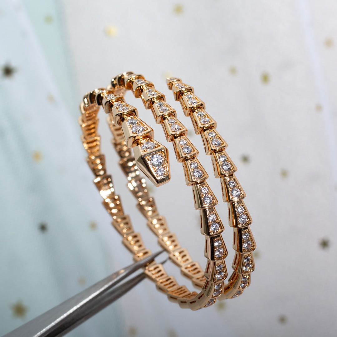 [OrnoraJewelry]SERPENTI BRACELET PINK GOLD DIAMOND DOUBLE ROW