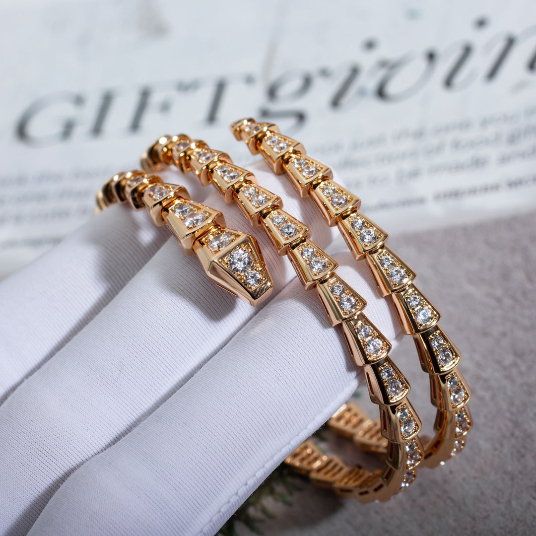 [OrnoraJewelry]SERPENTI BRACELET PINK GOLD DIAMOND DOUBLE ROW