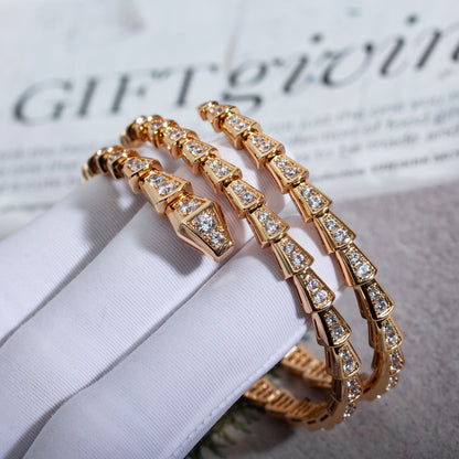 [OrnoraJewelry]SERPENTI BRACELET PINK GOLD DIAMOND DOUBLE ROW