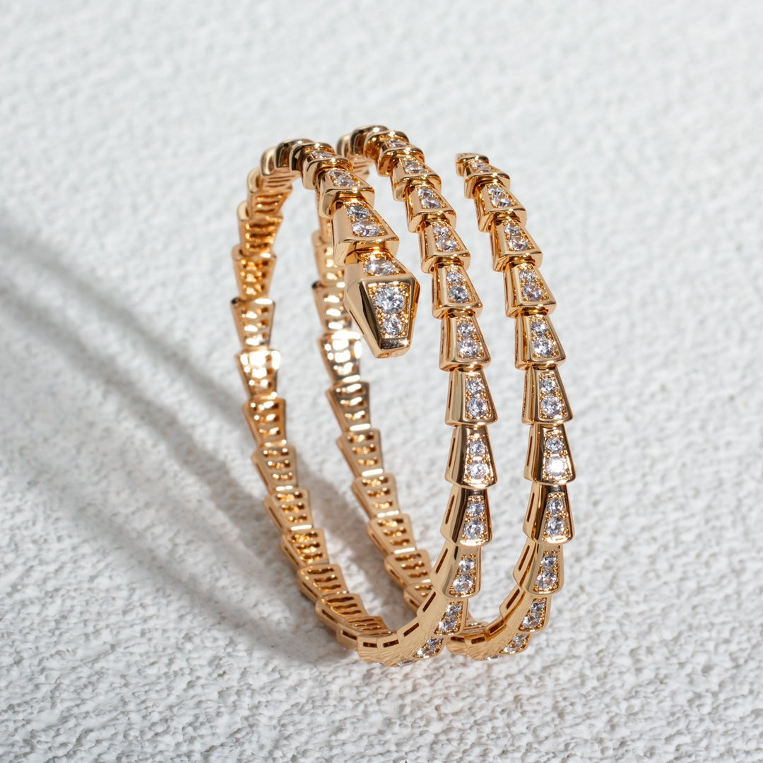 [OrnoraJewelry]SERPENTI BRACELET PINK GOLD DIAMOND DOUBLE ROW