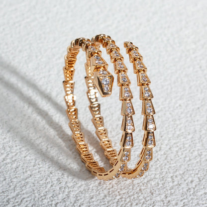 [OrnoraJewelry]SERPENTI BRACELET PINK GOLD DIAMOND DOUBLE ROW