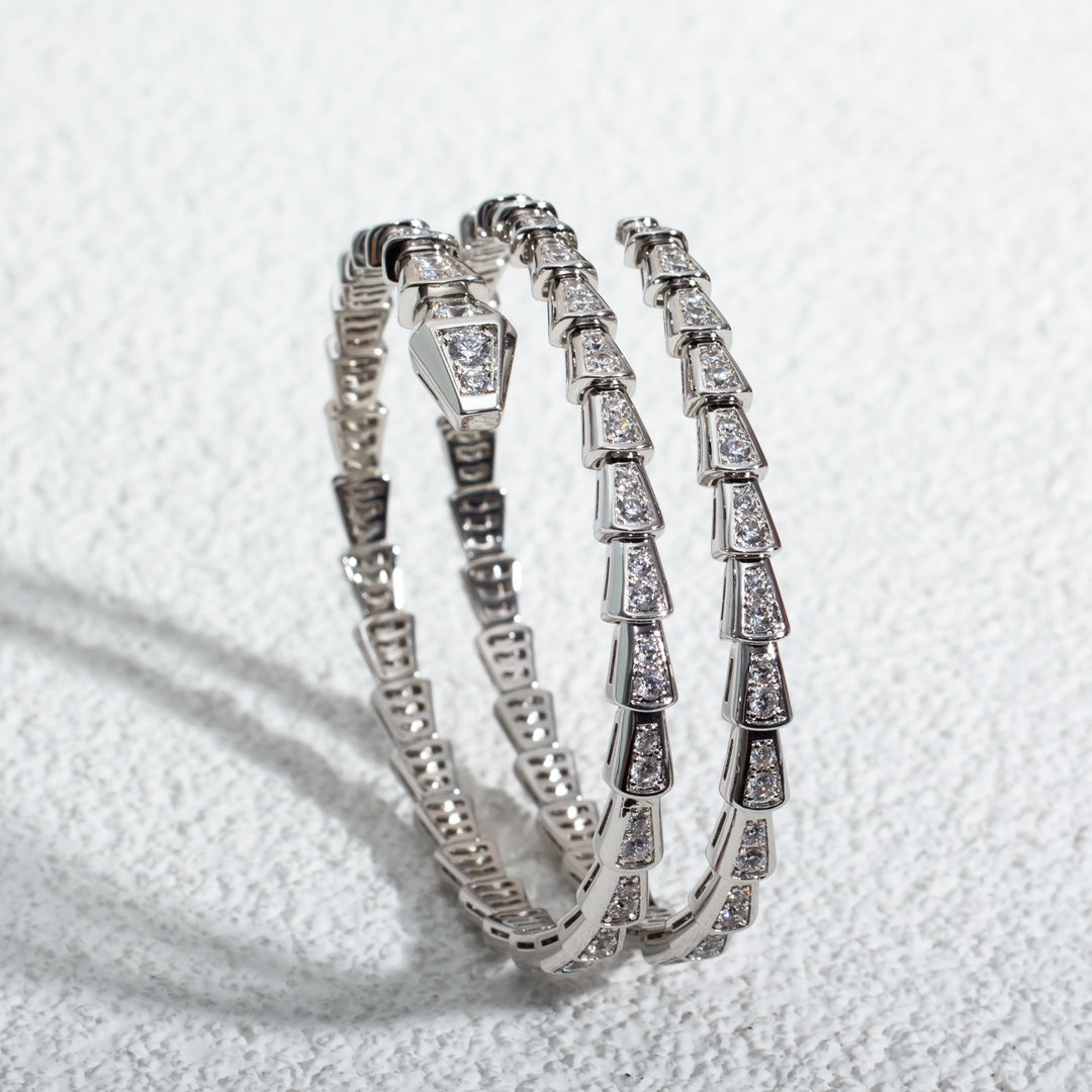 [OrnoraJewelry]SERPENTI BRACELET SILVER DIAMOND DOUBLE ROW