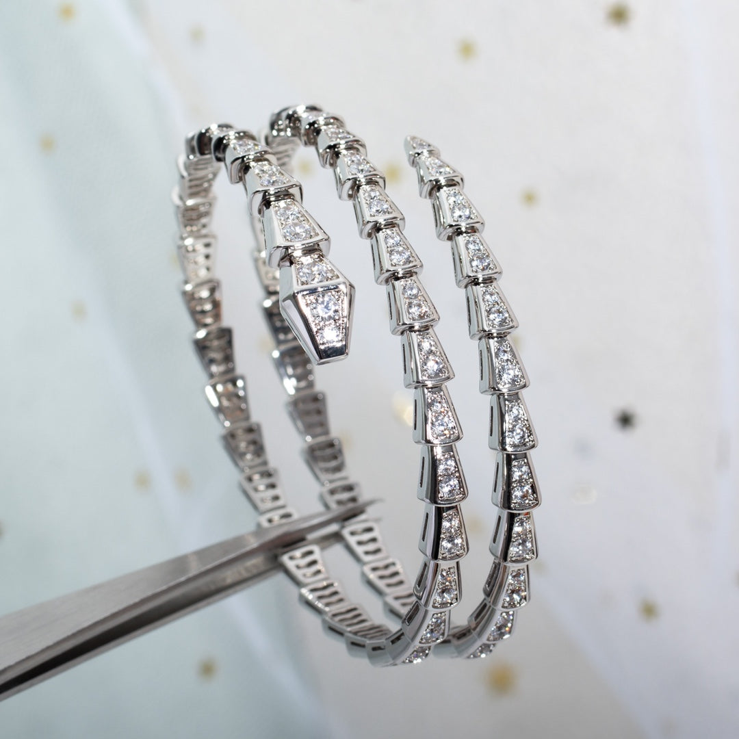 [OrnoraJewelry]SERPENTI BRACELET SILVER DIAMOND DOUBLE ROW