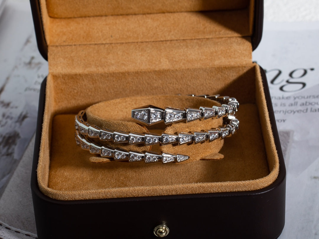 [OrnoraJewelry]SERPENTI BRACELET SILVER DIAMOND DOUBLE ROW