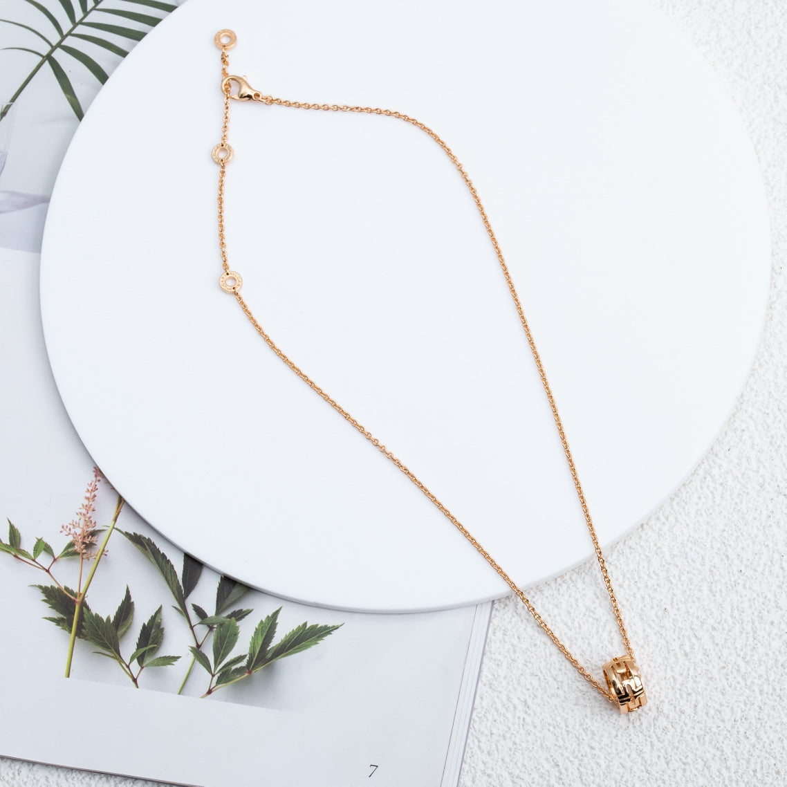 [OrnoraJewelry]PARENTESI NECKLACE PINK GOLD