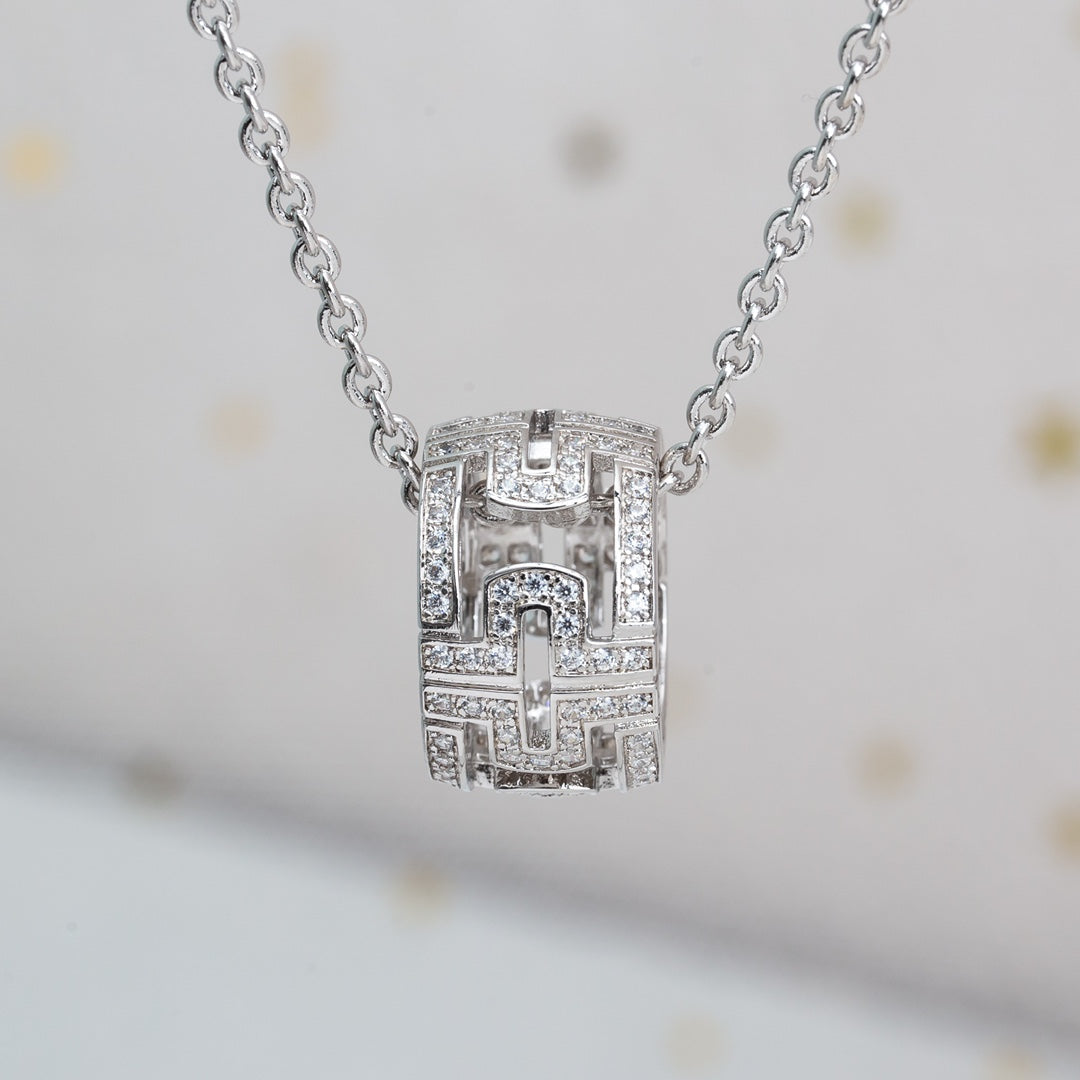 [OrnoraJewelry]PARENTESI NECKLACE SILVER DIAMOND
