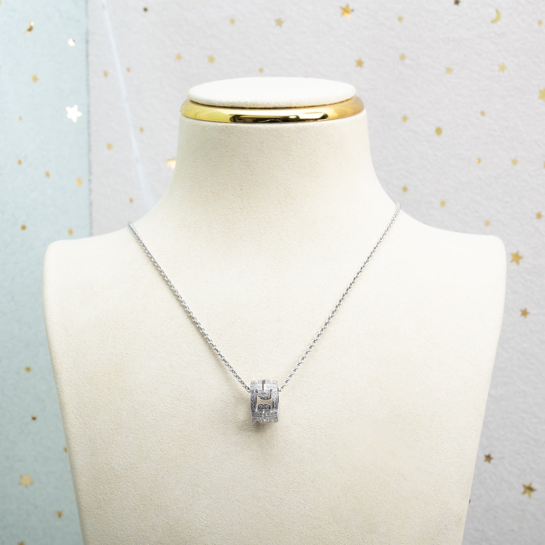 [OrnoraJewelry]PARENTESI NECKLACE SILVER DIAMOND