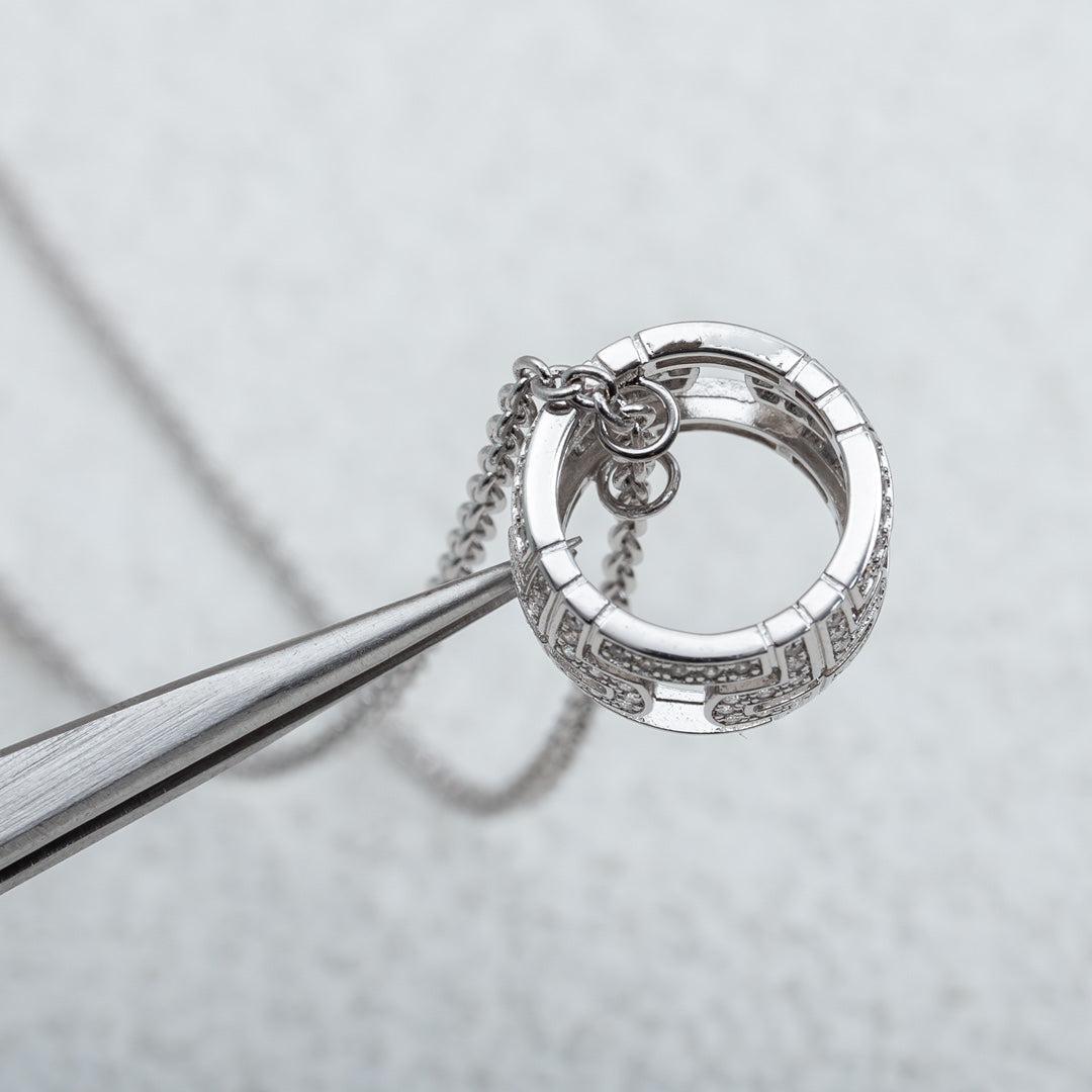 [OrnoraJewelry]PARENTESI NECKLACE SILVER DIAMOND
