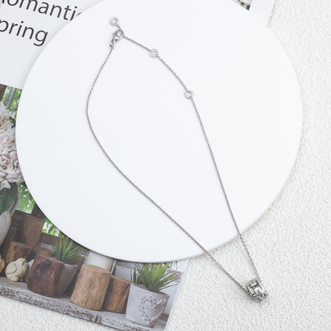 [OrnoraJewelry]PARENTESI NECKLACE SILVER DIAMOND