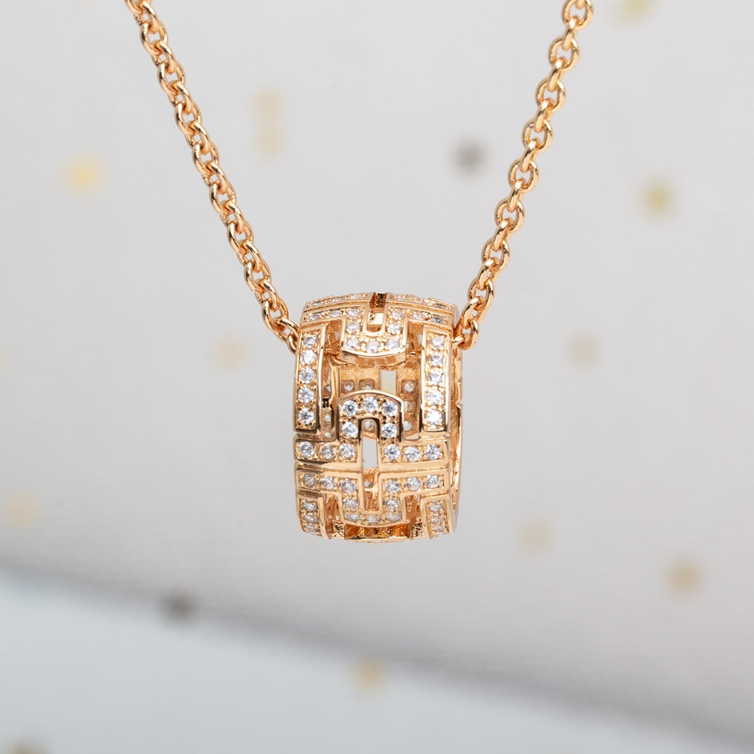 [OrnoraJewelry]PARENTESI NECKLACE PINK GOLD DIAMOND