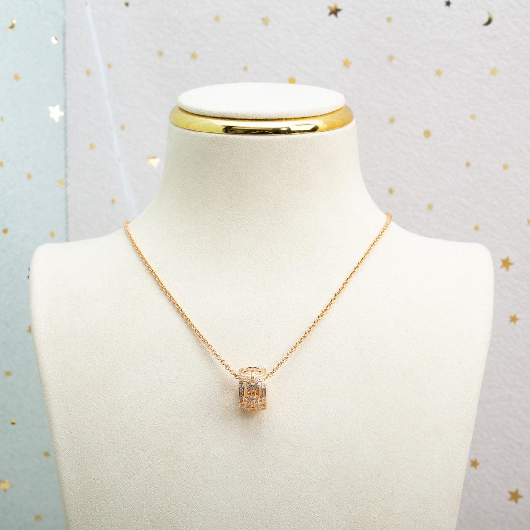 [OrnoraJewelry]PARENTESI NECKLACE PINK GOLD DIAMOND