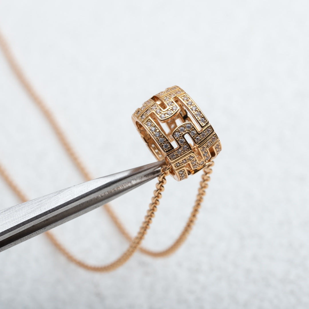 [OrnoraJewelry]PARENTESI NECKLACE PINK GOLD DIAMOND