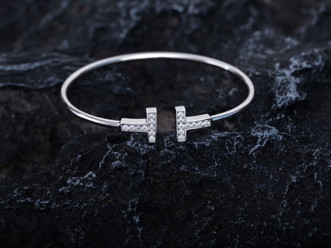 [Ornora Jewelry]T BRACELET 1.8MM DIAMOND SILVER
