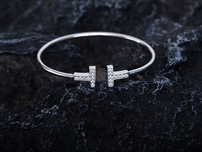 [Ornora Jewelry]T BRACELET 1.8MM DIAMOND SILVER