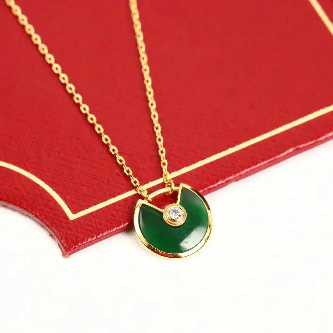 [OrnoraJewelry]AMULETTE GOLD MALACHITE NECKLACE