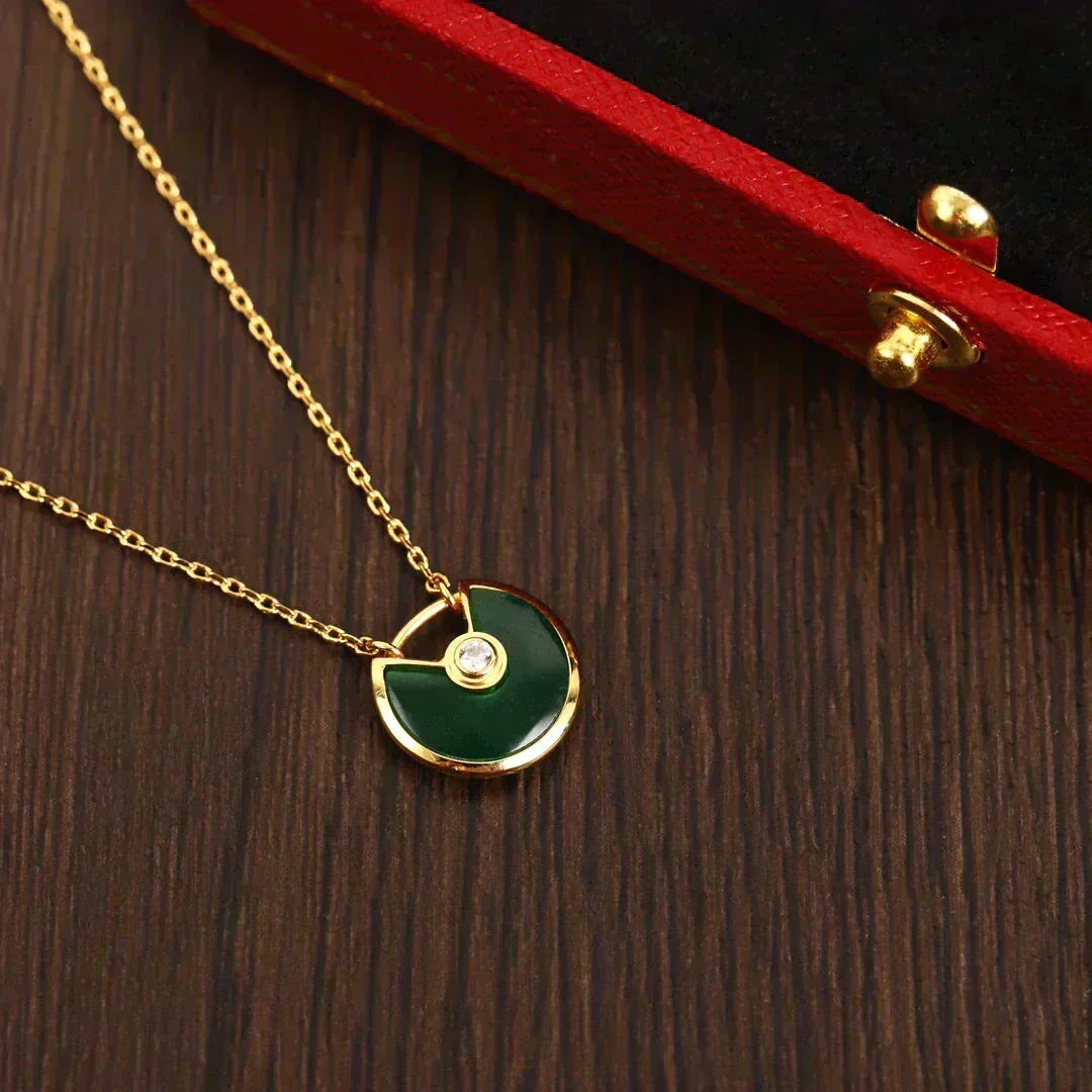 [OrnoraJewelry]AMULETTE GOLD MALACHITE NECKLACE