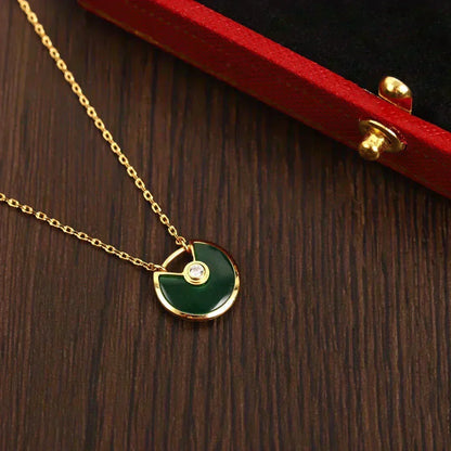 [OrnoraJewelry]AMULETTE GOLD MALACHITE NECKLACE