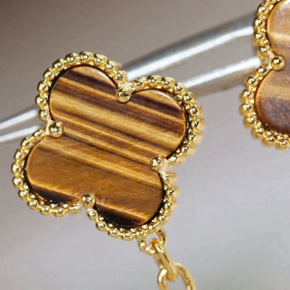 [OrnoraJewelry]CLOVER  2 MOTIF  TIGER EYE CARNELIAN EARRINGS