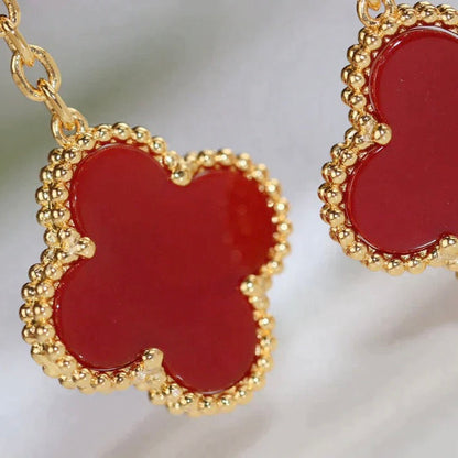 [OrnoraJewelry]CLOVER  2 MOTIF  TIGER EYE CARNELIAN EARRINGS