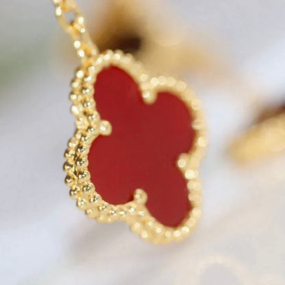 [OrnoraJewelry]CLOVER  2 MOTIF  TIGER EYE CARNELIAN EARRINGS