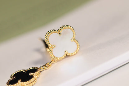 [OrnoraJewelry]CLOVER EARRINGS GOLD ONYX MOP 3 MOTIF