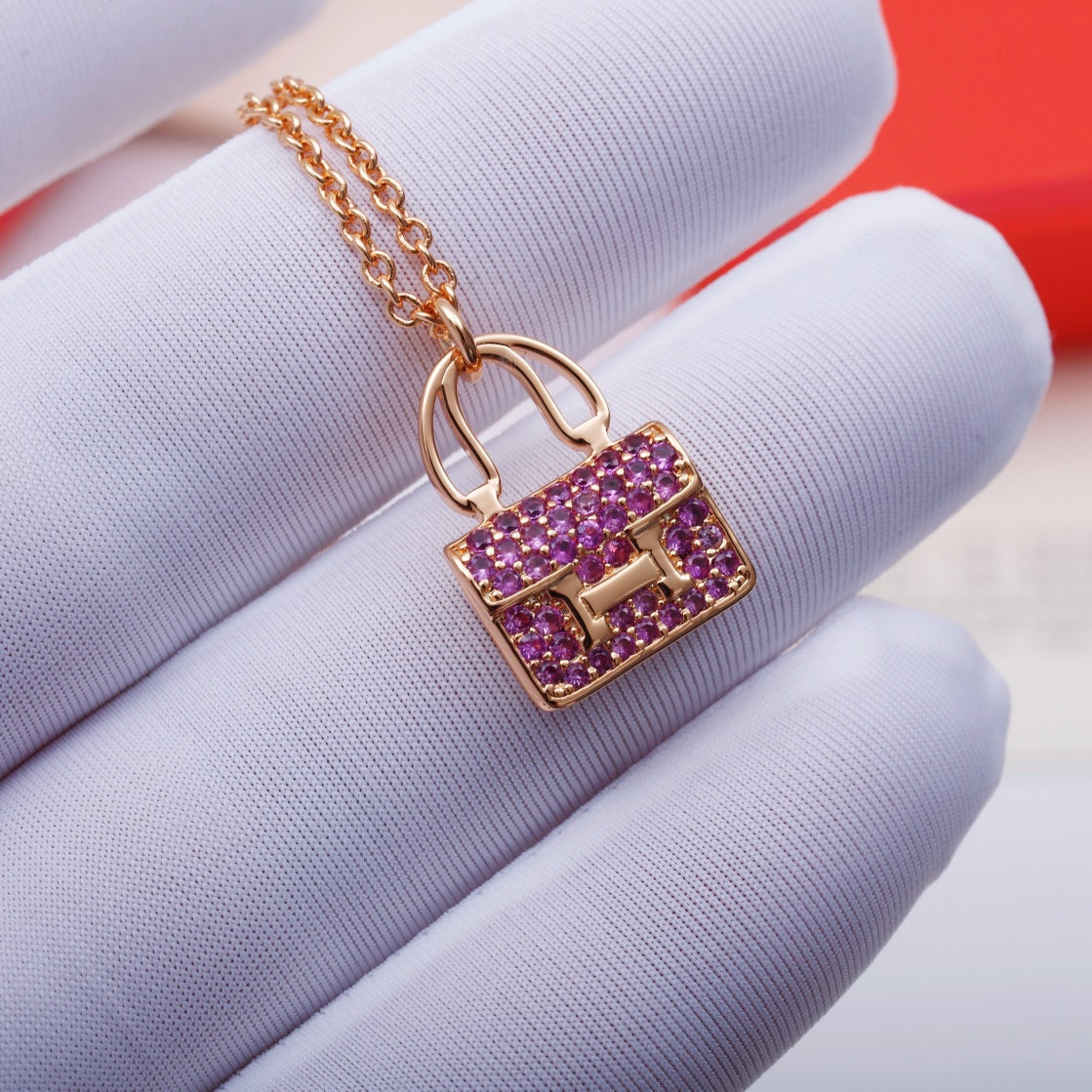 [OrnoraJewelry]CONSTANCE PEDANT PURPLE DIAMOND NECKLACE