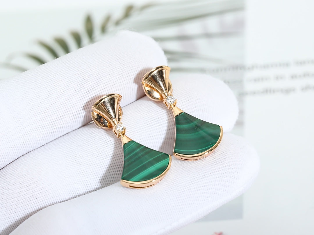 [OrnoraJewelry]DREAM MALACHITE PINK GOLD EARRINGS