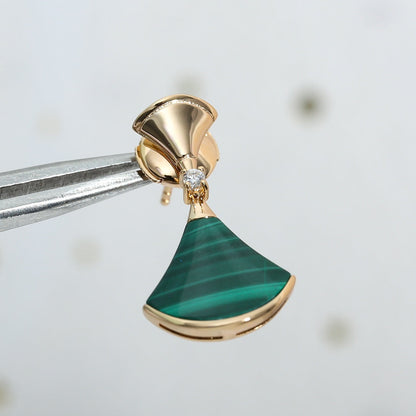 [OrnoraJewelry]DREAM MALACHITE PINK GOLD EARRINGS
