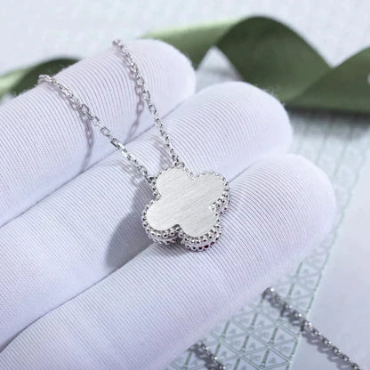 [OrnoraJewelry]CLOVER  15MM DIAMOND LASER NECKLACE SILVER