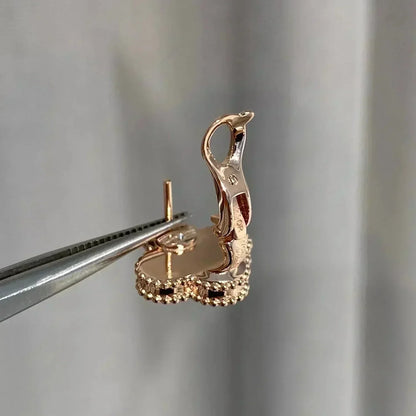 [OrnoraJewelry]CLOVER MEDIUM 1 MOTIFS  PINK MOP DIAMOND EARRINGS