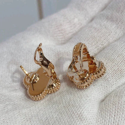 [OrnoraJewelry]CLOVER MEDIUM 1 MOTIFS CARNELIAN  DIAMOND earrings