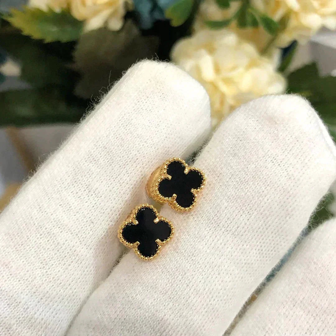 [Ornora Jewelry]CLOVER MINI 9.5MM BLACK MOP EARRINGS