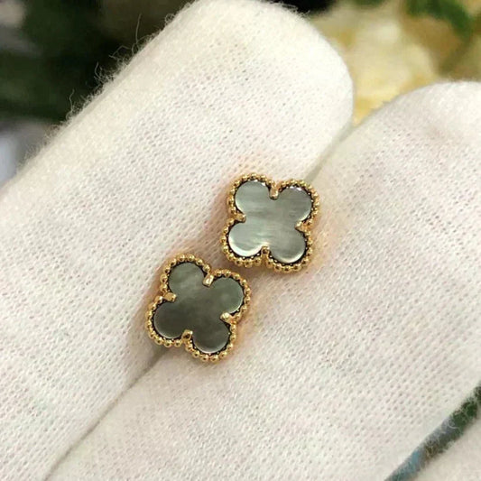 [OrnoraJewelry]CLOVER MINI 9.5MM GRAY MOP EARRINGS