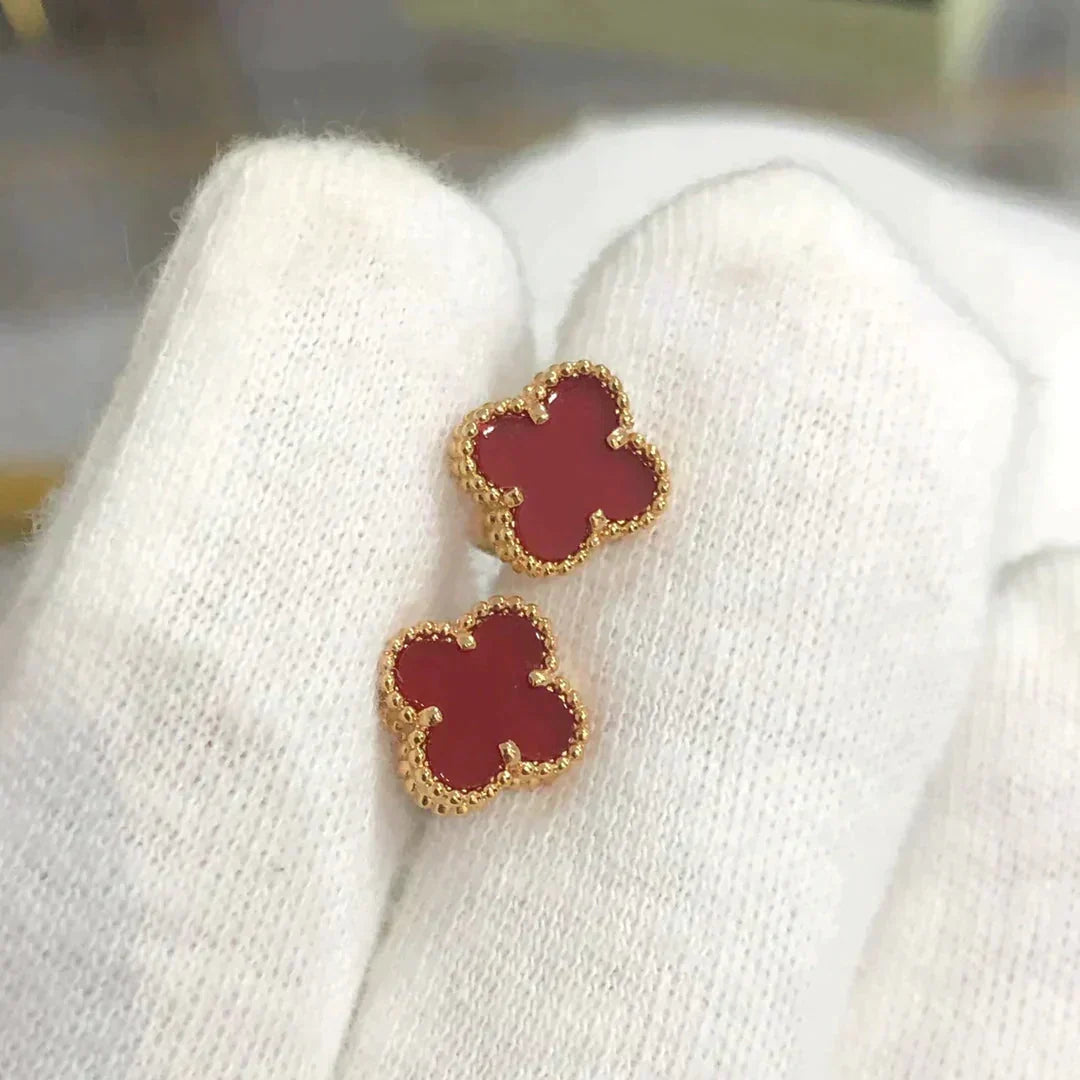[OrnoraJewelry]CLOVER MINI 9.5MM CARNELIAN EARRINGS
