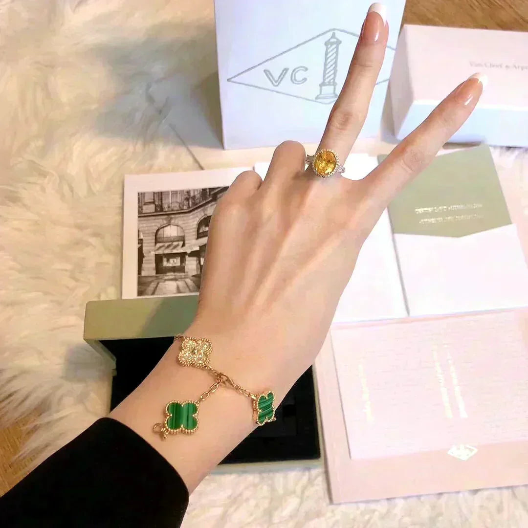 [OrnoraJewelry] CLOVER 5 MOTIF MALACHITE BRACELET COLLECTION