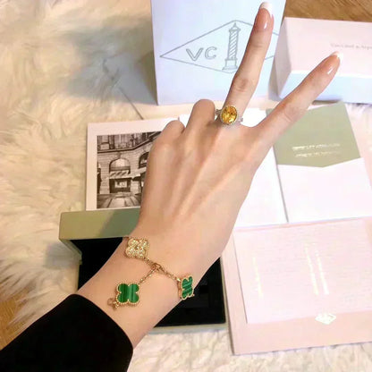 [OrnoraJewelry] CLOVER 5 MOTIF MALACHITE BRACELET COLLECTION