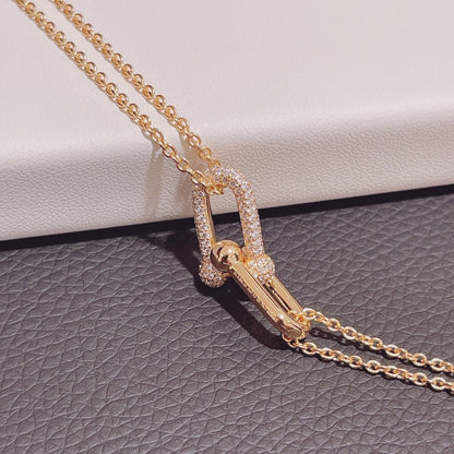 [Ornora Jewelry]HARDWEAR DOUBLE LINK PEDANT PINK GOLD DIAMOND NECKLACE