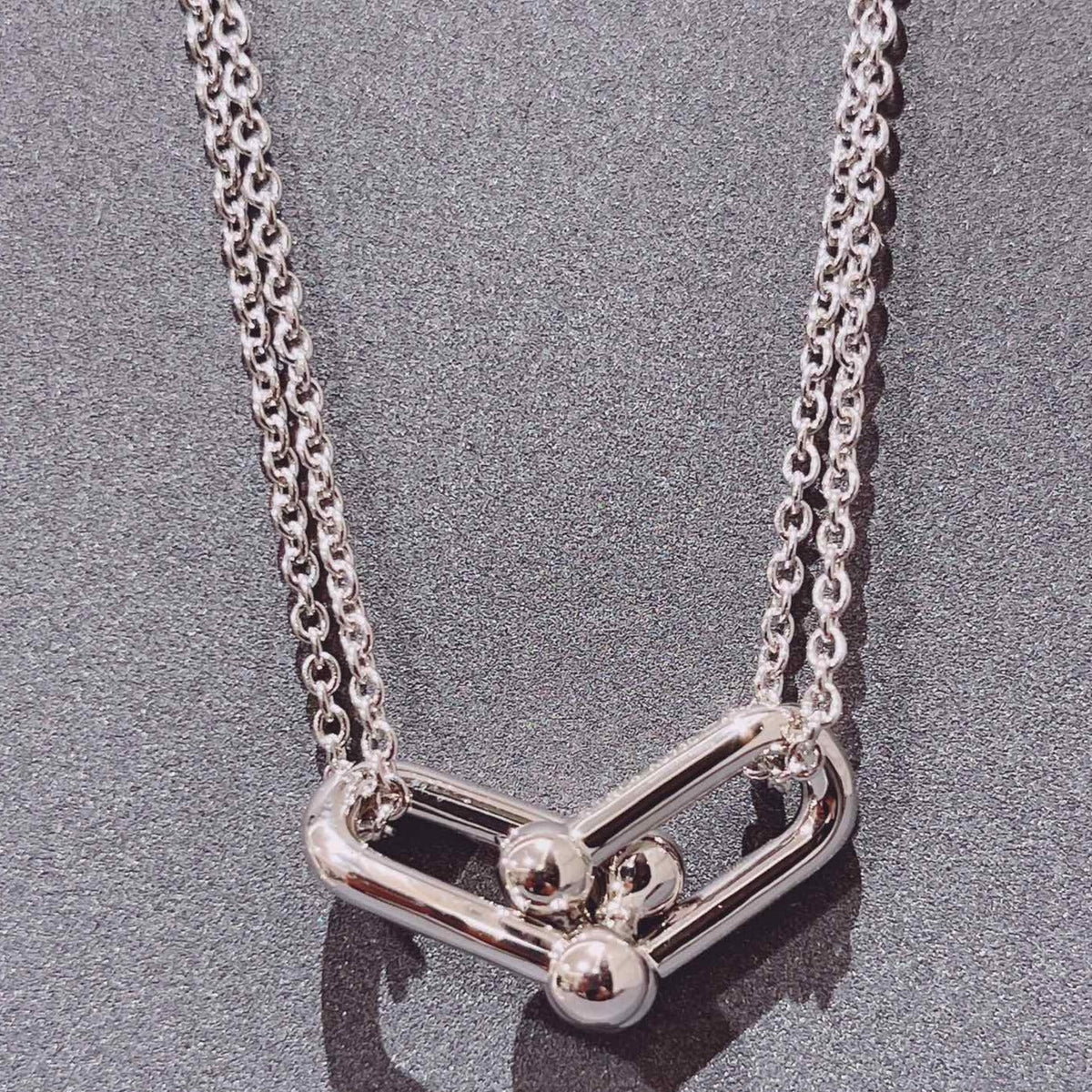 [Ornora Jewelry]HARDWEAR DOUBLE LINK PEDANT SILVER NECKLACE