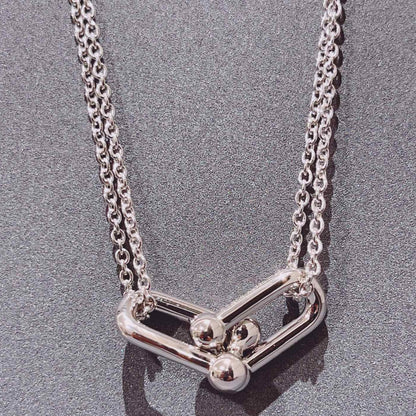 [Ornora Jewelry]HARDWEAR DOUBLE LINK PEDANT SILVER NECKLACE