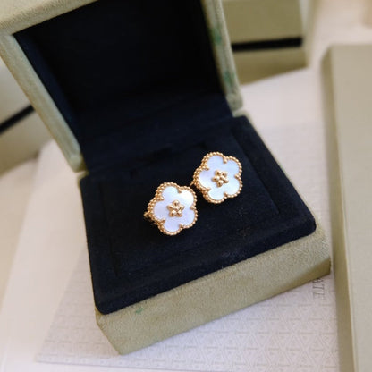 [OrnoraJewelry]LUCKY PINK GOLD WHITE MOP EARRINGS