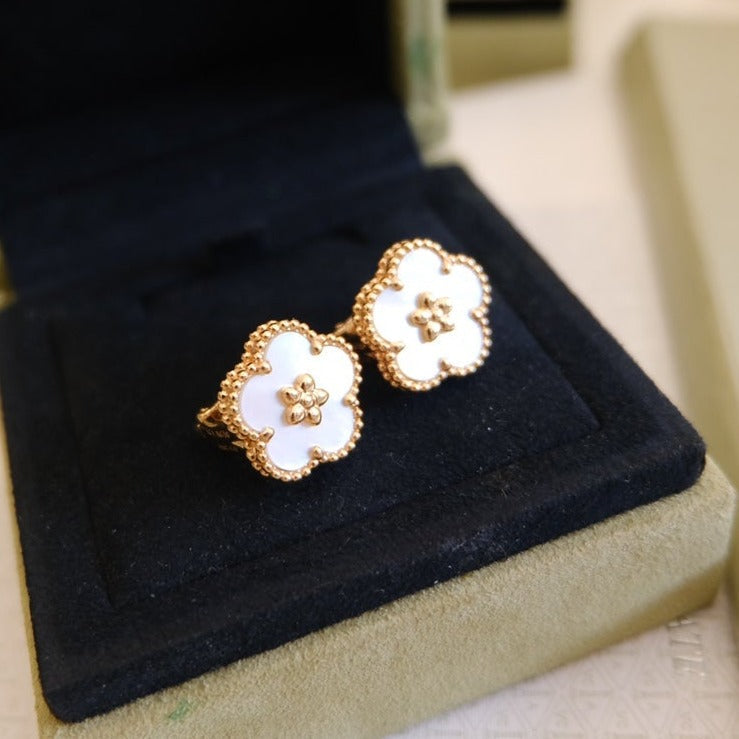 [OrnoraJewelry]LUCKY PINK GOLD WHITE MOP EARRINGS