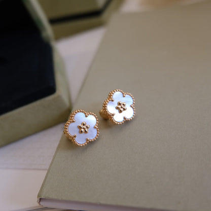 [OrnoraJewelry]LUCKY PINK GOLD WHITE MOP EARRINGS