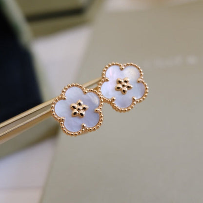 [OrnoraJewelry]LUCKY PINK GOLD WHITE MOP EARRINGS